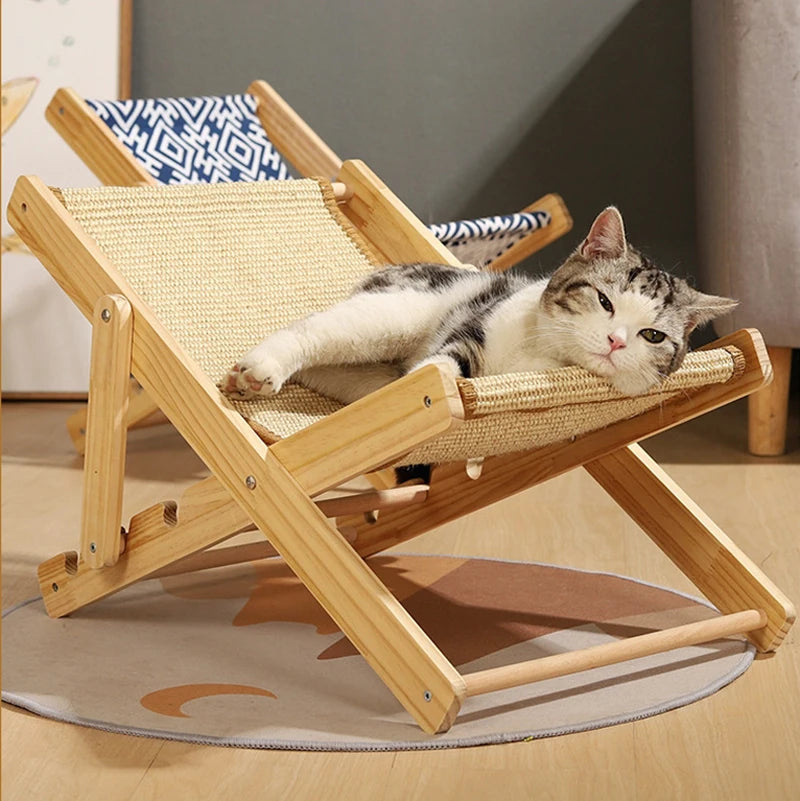 2024 LEVI Factory Direct Sales Solid Wood Cat Climbing Frame Wood Scratcher Sisal Adjustable Cat Nest Cat Sisal Chair