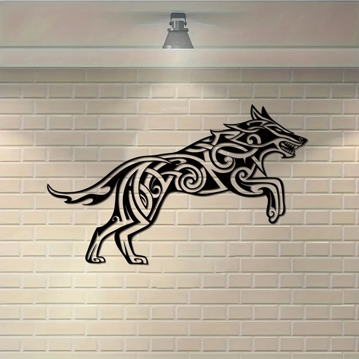 Viking Wolf Metal Wall Art Decor WJD10 Norse Mythology Iron Wall Hanging Modern Nordic Animal Sign for Home Office