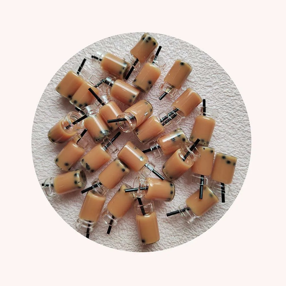 100 Pieces Milk Tea Cup Keychain Pendant  Mini Drink Bottle Charms Dangles DIY Jewelry Craft Earring Keychain Decoration