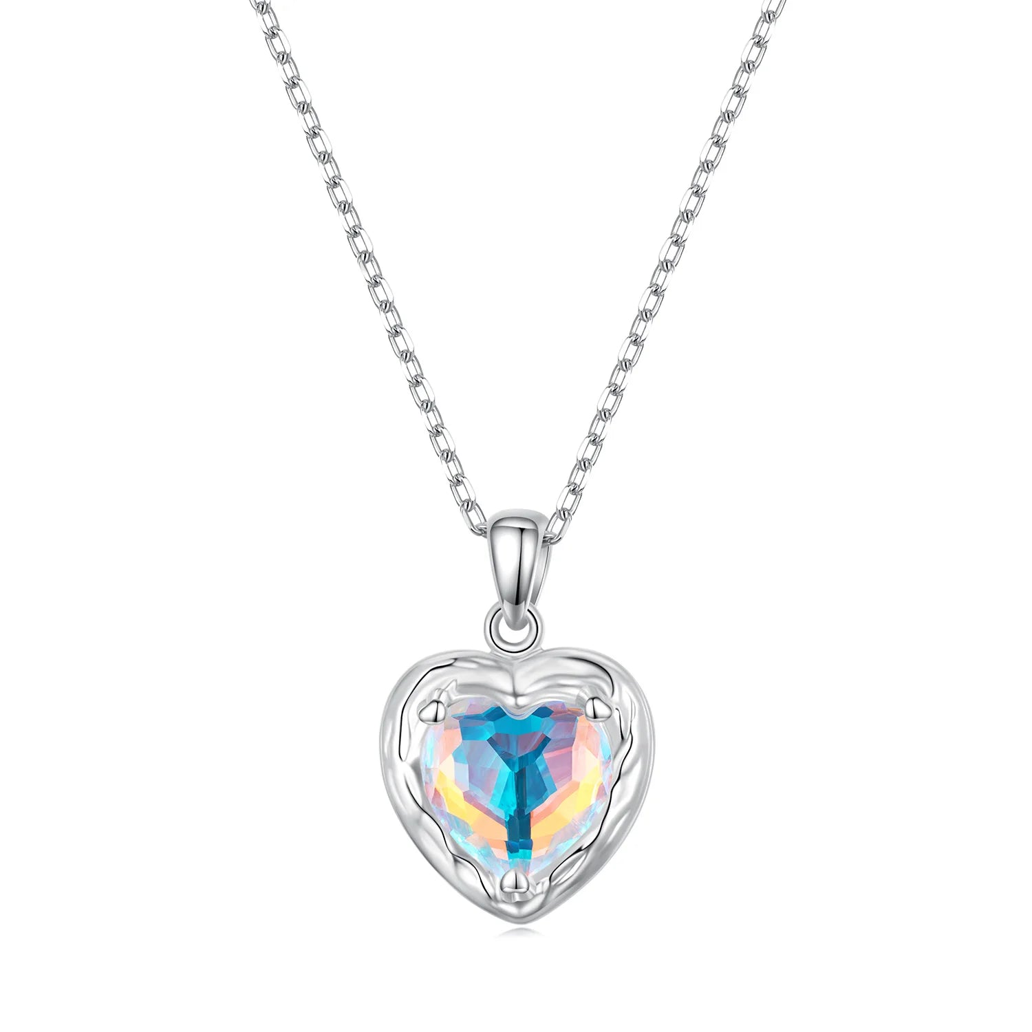 Sparkling Heart Necklace for Women 925 Sterling Silver Simple Pendant Necklace Engagement Gift Fine Jewelry BSN285