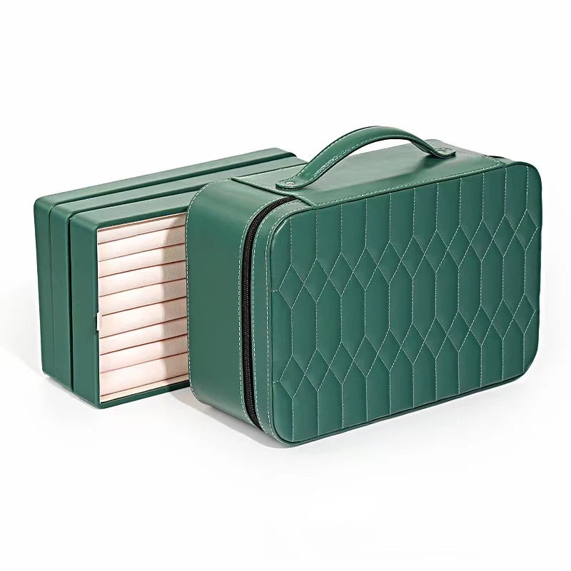 Wholesale Portable 3-Layer Trays Jewelry Organizer Packaging MDF+Framework+Velvet Custom Logo Jewellery Travel Storage Case
