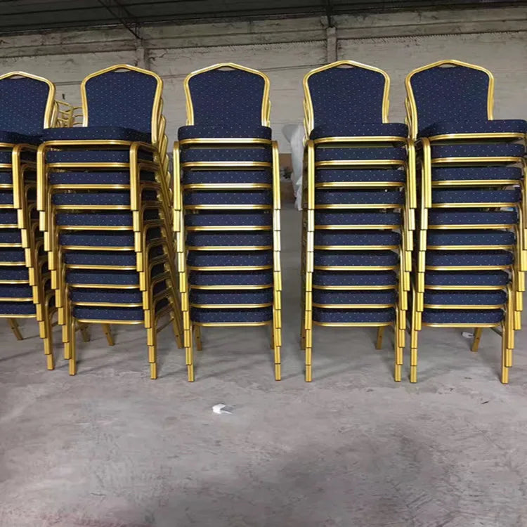 Latest Luxury Modern Gold Metal Stackable Banquet Hotel Chairs for Events Weddings Parties Outdoor & Restaurant Use