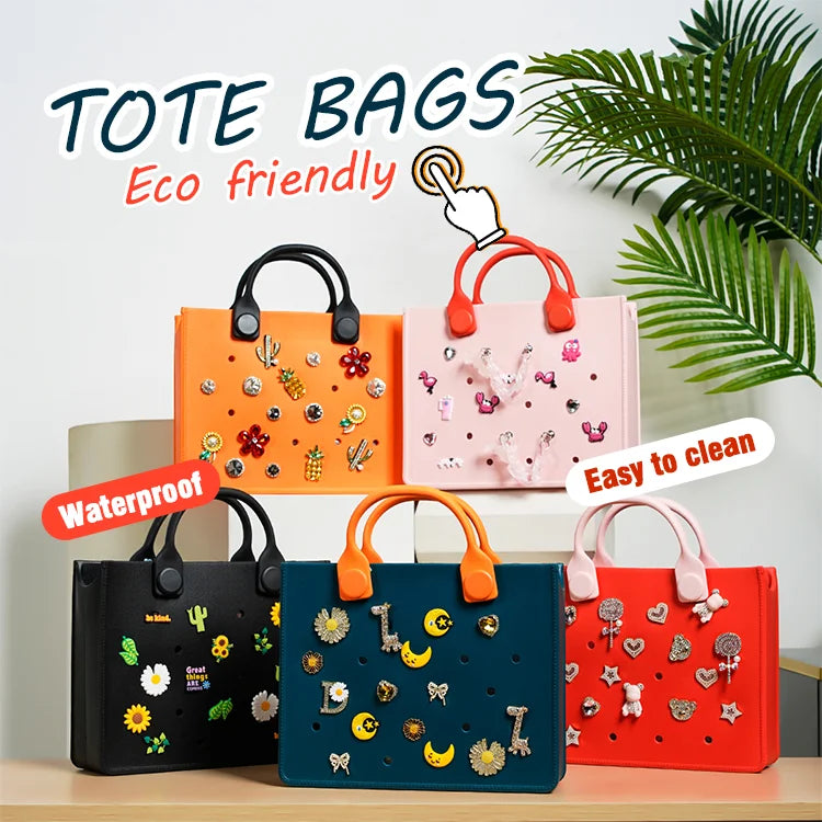 Waterproof EVA Handbag Punching Women's Tote Bags Shoulder Strap for Women Hand Tote Bag Beach Bag