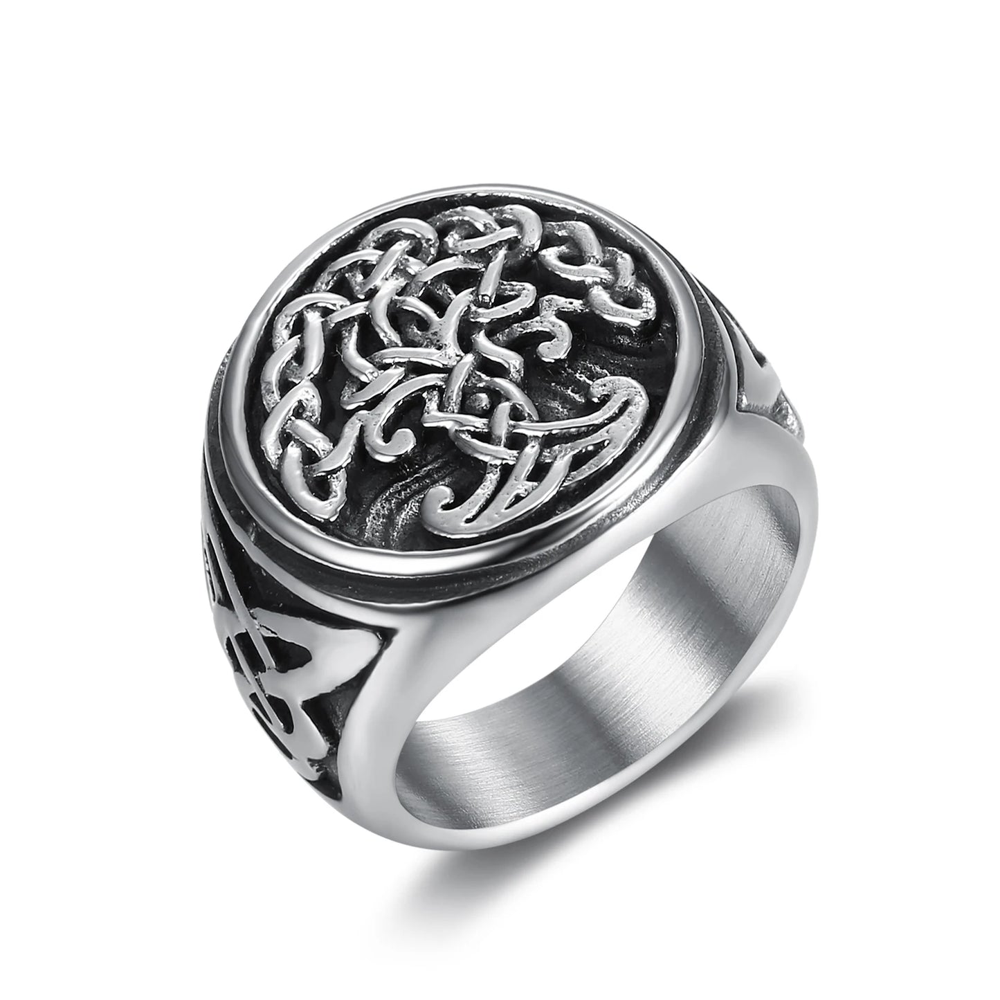 New Trendy Men Jewelry 316 Stainless Steel Titanium Antique Design Tree Life Mens Signet Ring Vkng Jewelry