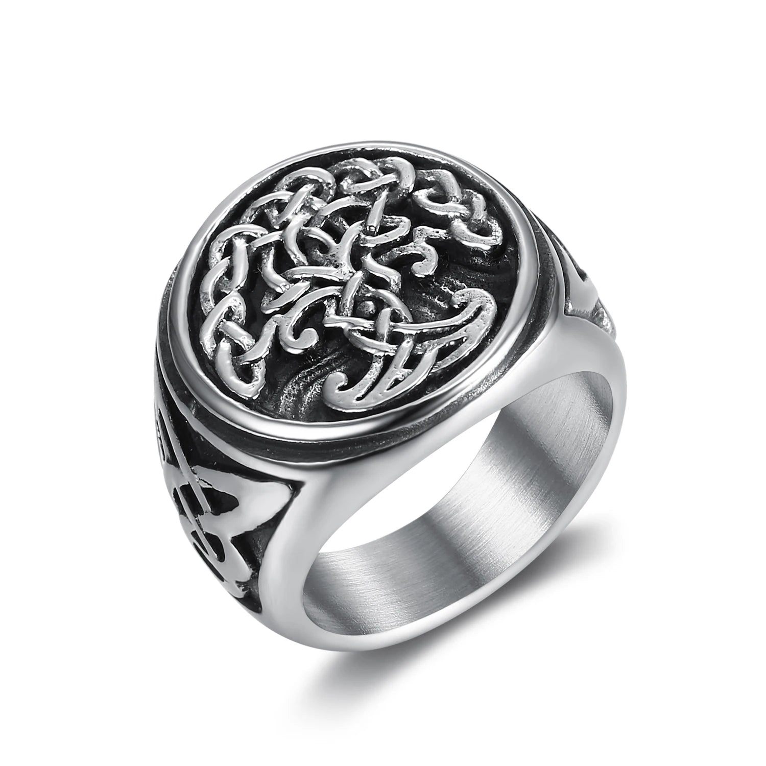 New Trendy Men Jewelry 316 Stainless Steel Titanium Antique Design Tree Life Mens Signet Ring Vkng Jewelry