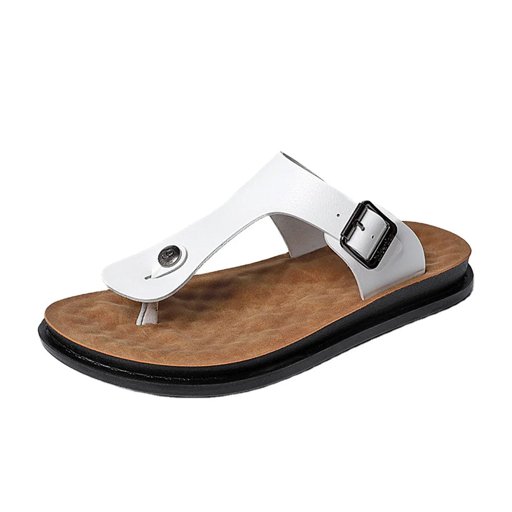 Men's Fashion Platform Outdoor Waterproof Flip-flops Sandals Microfiber Leather Upper Non-slip Rubber Outsole Abrasion Resist