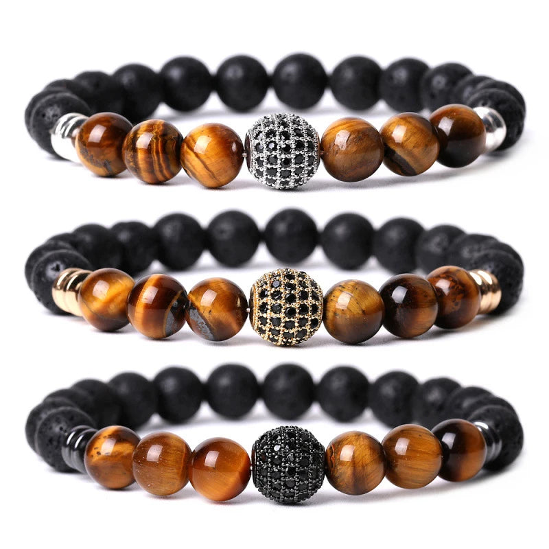2021 Luxury Hot Men Women Gold Plated Jewelry 10 mm Beads Mens Spring Natural Stone Gemstone Beads Bracelets