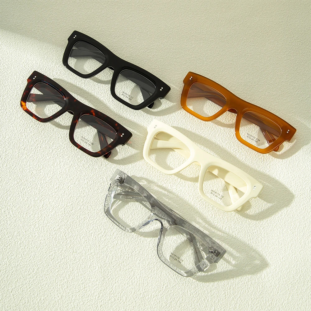 Classic Square Oversize Eco-Friendly Full-Rim Glasses Diamond Face Shape Men Women Acetate Frames Custom Pattern Eyeglasses