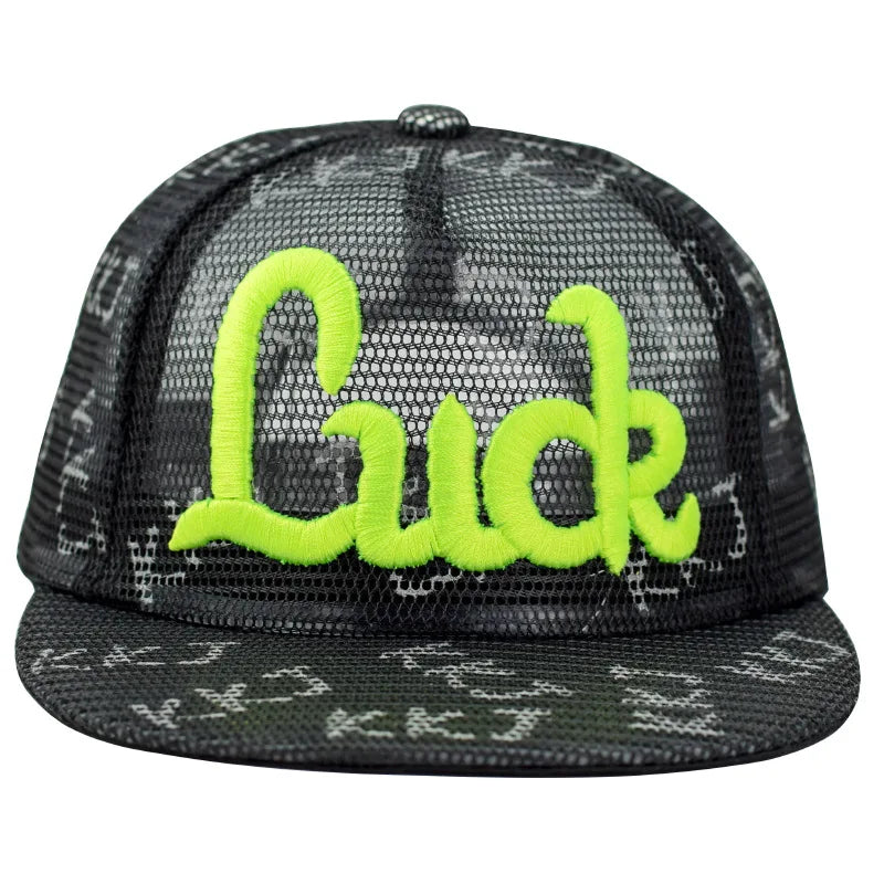 Custom 3D Embroidery Logo All Printing 100% Polyester Street Style Full Mesh Trucker Snapback Hat-5-Panel Hat
