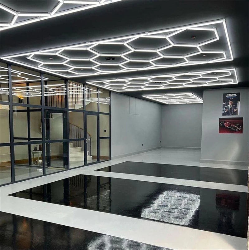 100-240V Car Showroom 14 Hexagon Led Lights Led Light Decoration for Auto Detailing Workshop Ceiling Light