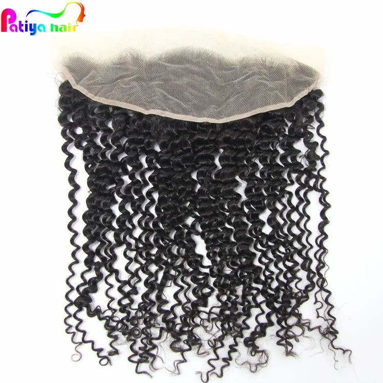 Curly Frontals 10-20 Inch 100% Brazilian Remy Human Hair Pre-plucked Natural Hairline 13x4 Transparent HD Lace Frontal Closur