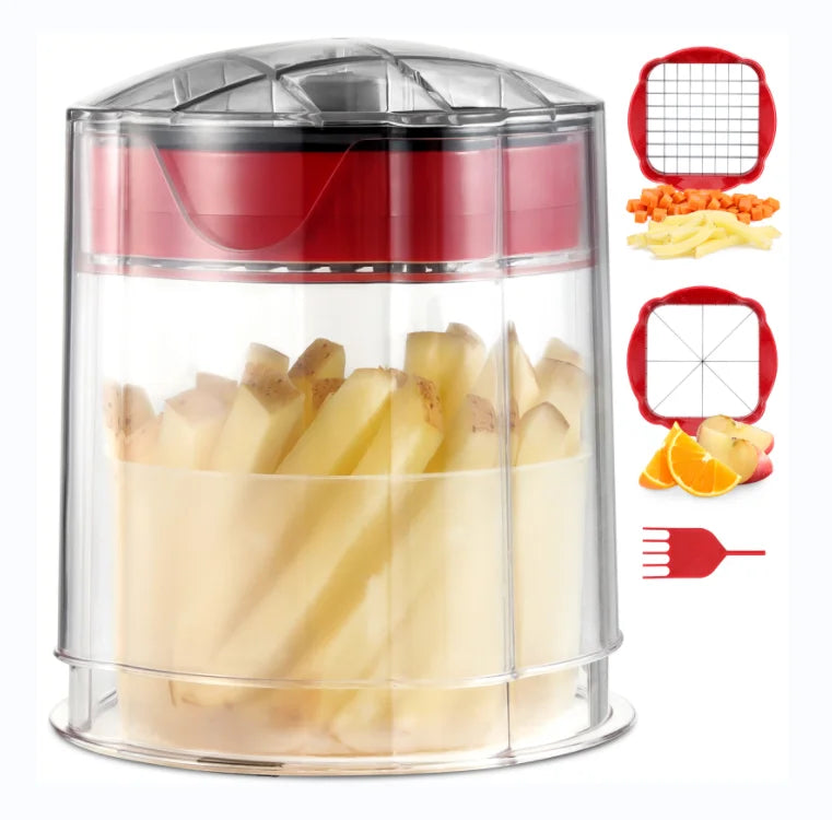 Multifunctional Manual Press Type Kitchen Gadget PP Plastic Vegetable Dicer & Food Dicer for Potato Fries & Other Fruits Vegg