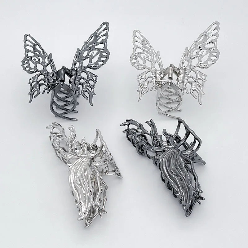 Liquid Metal Pattern Zinc Alloy Filigree Butterfly Hair Claws Clips Vine Hair Claws Hairpins for Womens