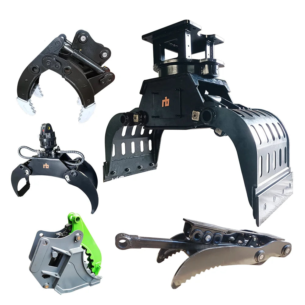 Mini Excavator Hydraulic 360° Rotating Log Grapple Stone Sorting Grab Bucket Attachment