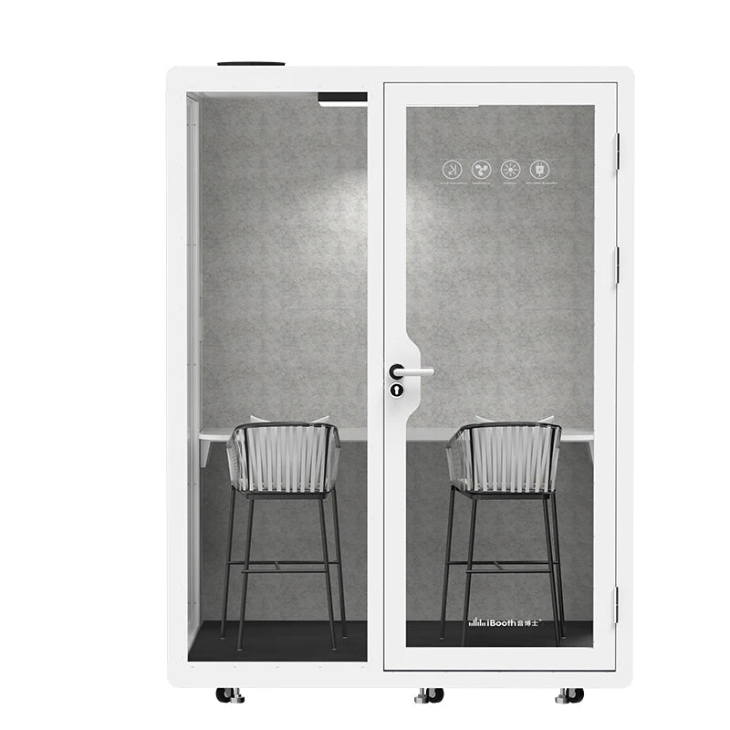 2-Person Mobile Soundproof Booth with Modern Design for Home Office Hotel School & Workshop Use