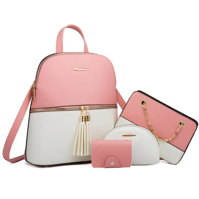 New Arrival Fashion Lady Crossbody Bag Purse 4 Pcs Women Backpack Set
