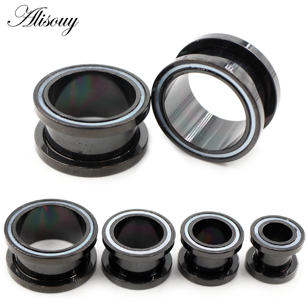 Ear Plug Tunnel 6-25mm Stainless Steel Shell Round Pulley Expander Stretchers Gauges Earrings Piercing Body Jewelry