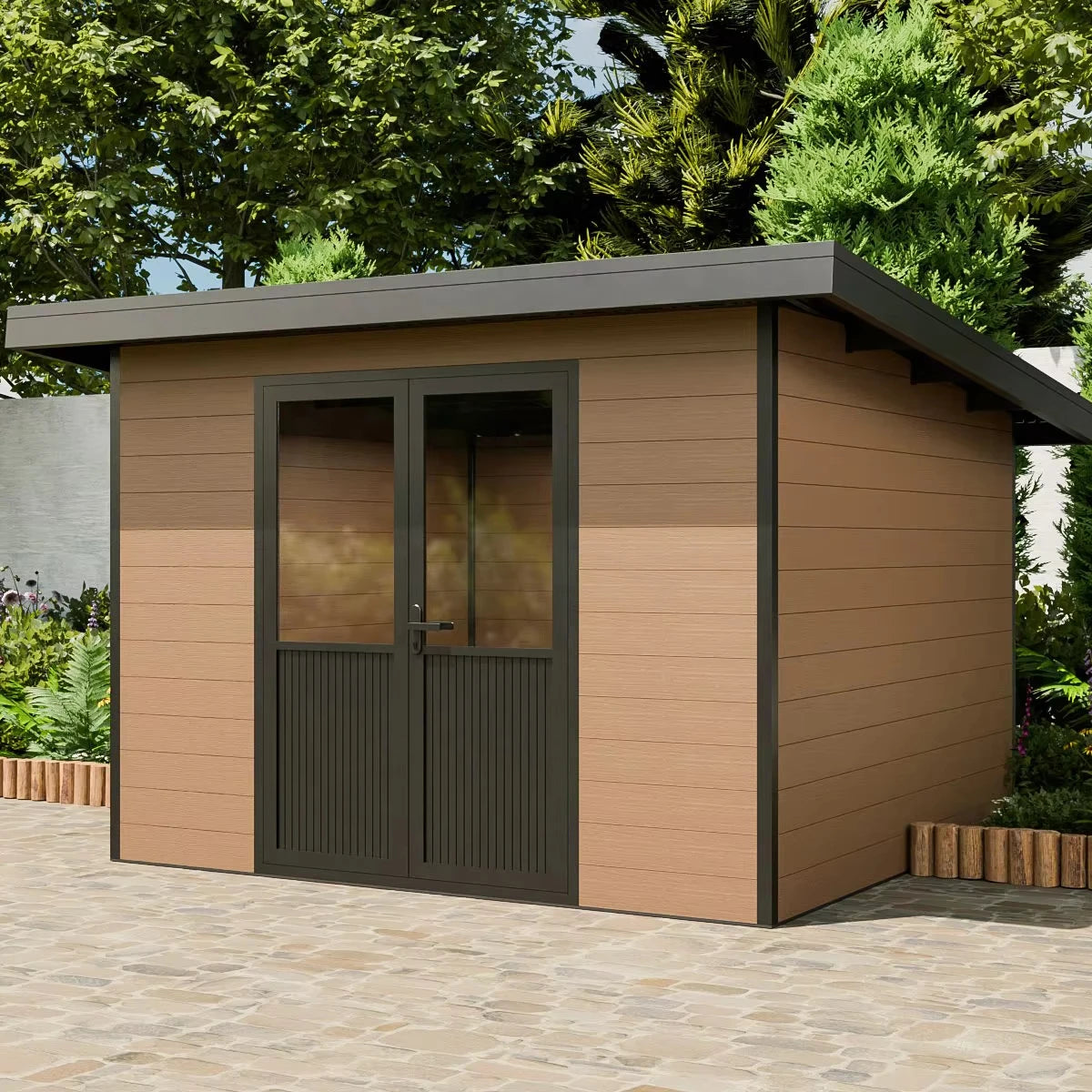 D Series Outdoor Garden Building New Fashion Design Wood Plastic Composite Shed House Yard and Garden Plastic Tool Room