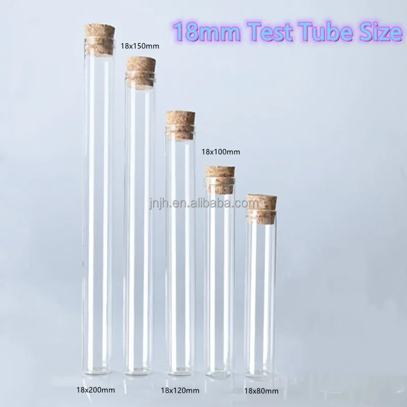 Different Size Heat-resistant High Transparency Glass Tubes With Cork Top for Laboratory