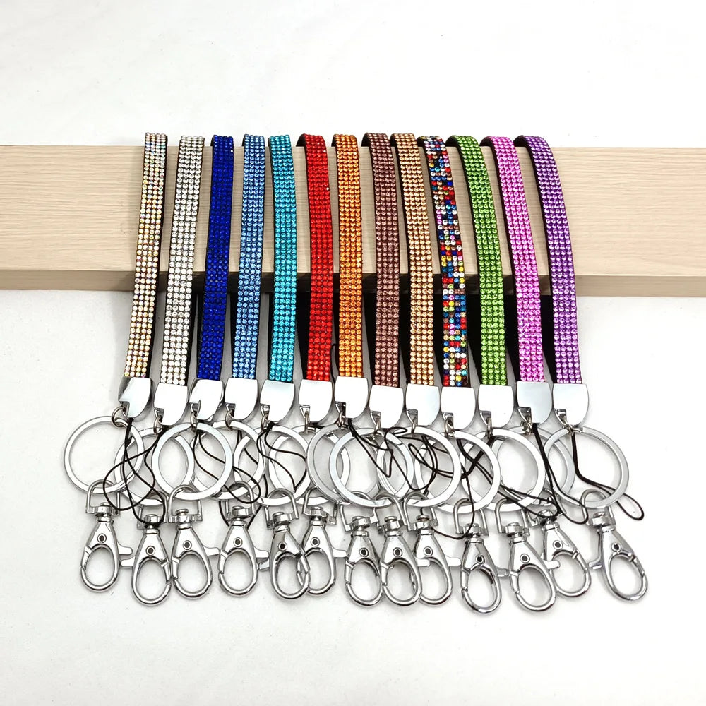 Rhinestone Wristlet Keychain Bling Diamond Wristbands Crystal Phone Lanyard Wrist Strap Car Plastic Bangle Wristlet Keychain
