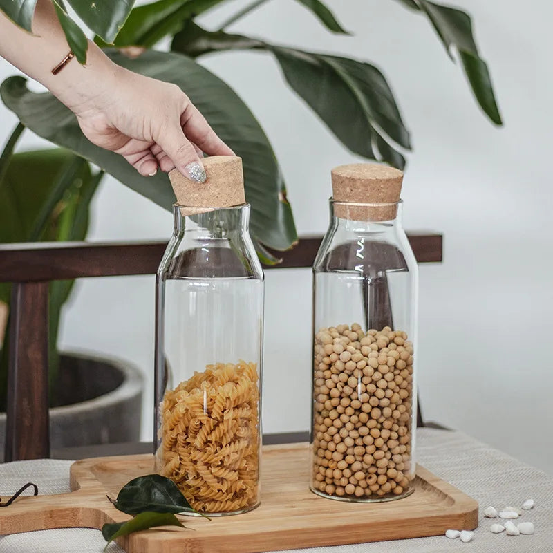 Transparent Classic Eco-Friendly Glass Catering Household Dried Fruits Grains Tea Corks Coffee Beans Spices Food-grade sealed