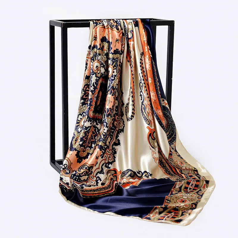 Wholesale Ladies Silk Head Scarfs 90cm Women Printed Silk Scarves Luxury Designer Square Satin Silk Scarf Famous Brands Hijab