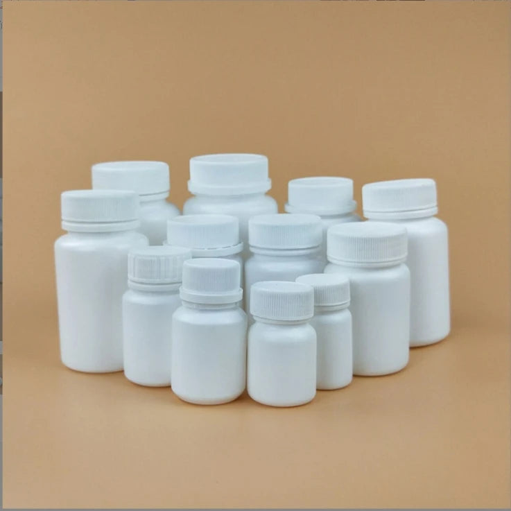 White PE Plastic Cream Dispensing Flask Thickened Solid Bottle with Screw Cap 100g Packaging Seal Type