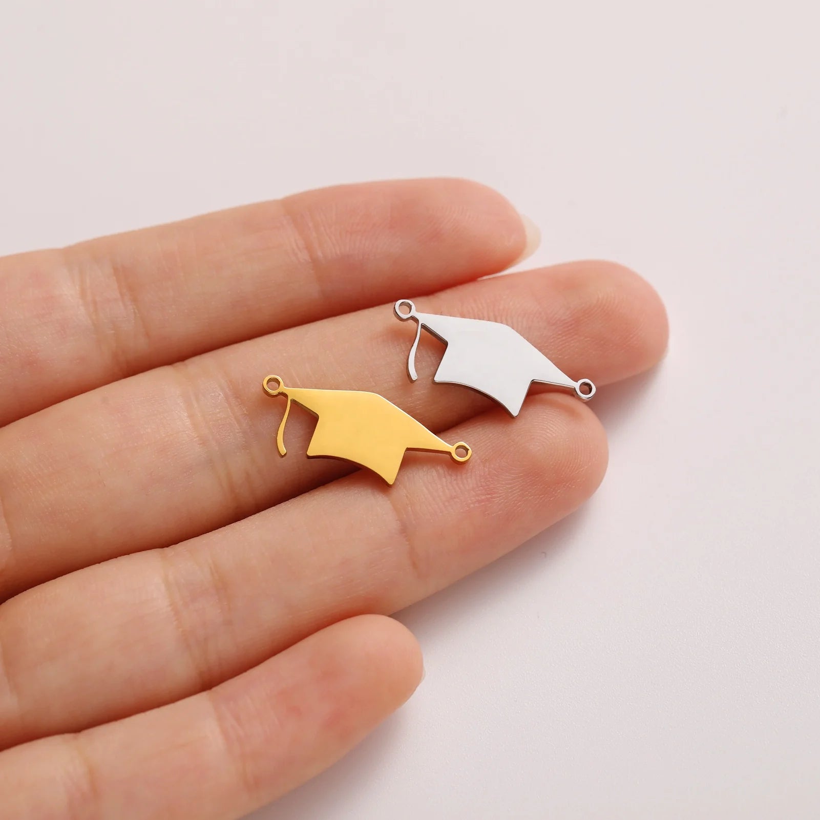Graduation Bachelor Cap Charms Stainless Steel Pendant for Jewelry Making University Ceremony Bracelet  DIY