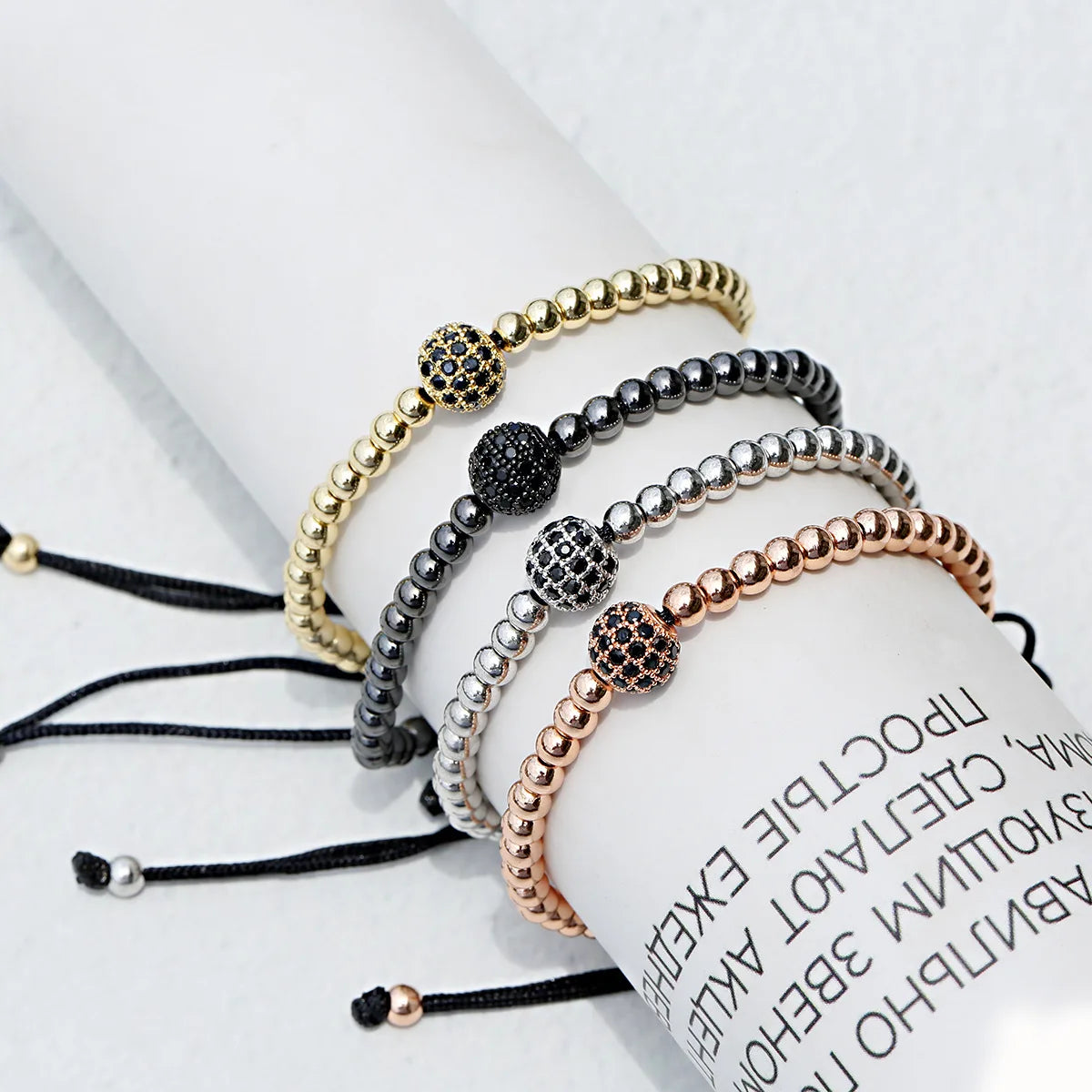 European American Pure Copper Beaded Bracelet for Men and Women 4mm Bead Adjustable Fashion Jewelry Universal Without Fading