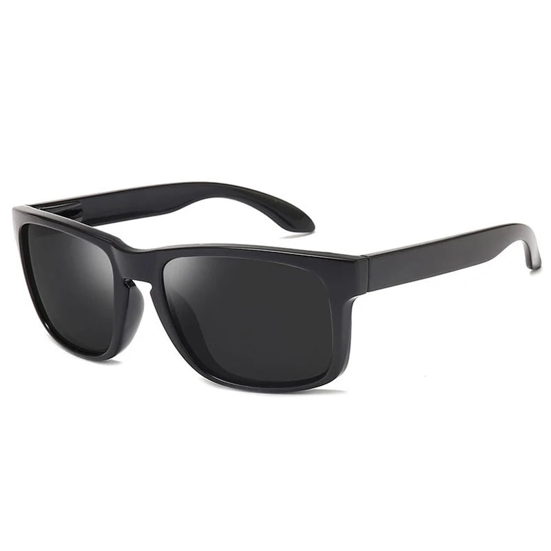 FUQIAN Stylish Black Sport Mirror Sunglasses Square Elastic Polarized UV400 Protection Fashionable Tac Plastic for Men Women