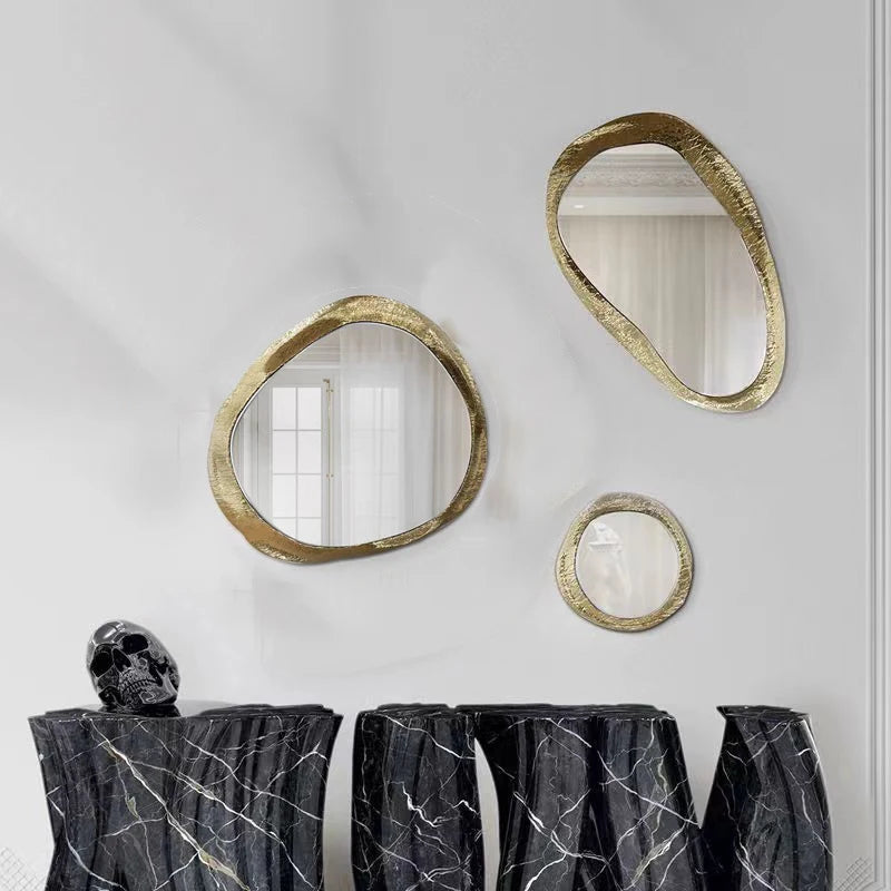 30-50-60CM SET 3 Bedroom Makeup Decorative Golden Hotel Wall Mirrors  Minimalist Art Decor Framed Modern Dropshipping Bathroo