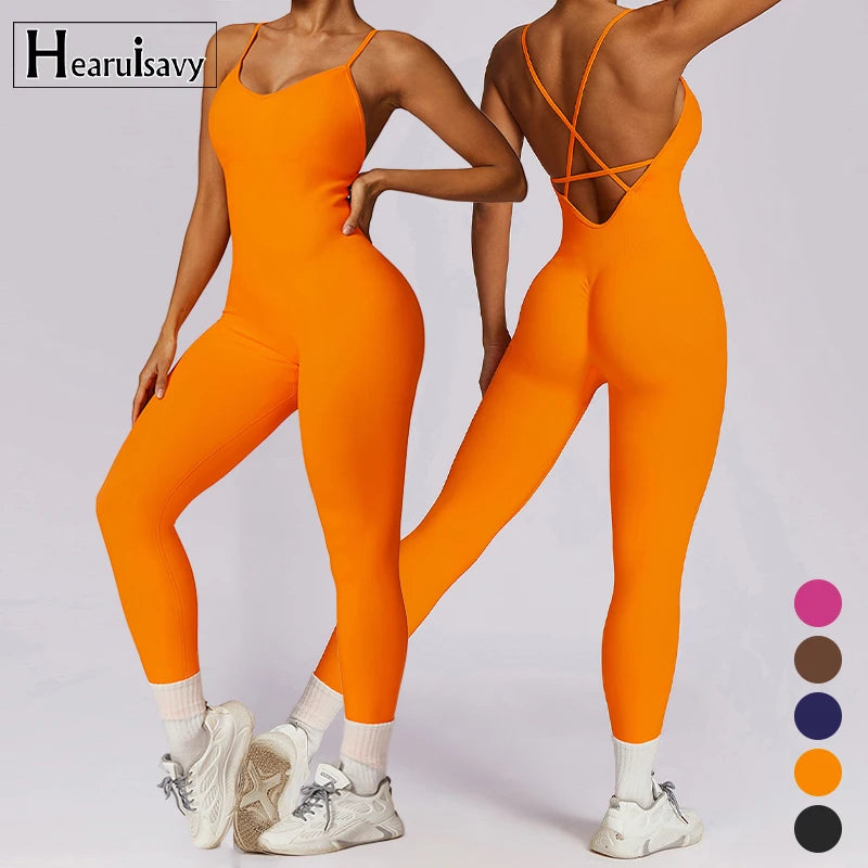Unitard Halter One Piece Fitness Dance Sports Leotard Seamless Yoga Bodysuit Shapers Women's Jumpsuits Playsuits