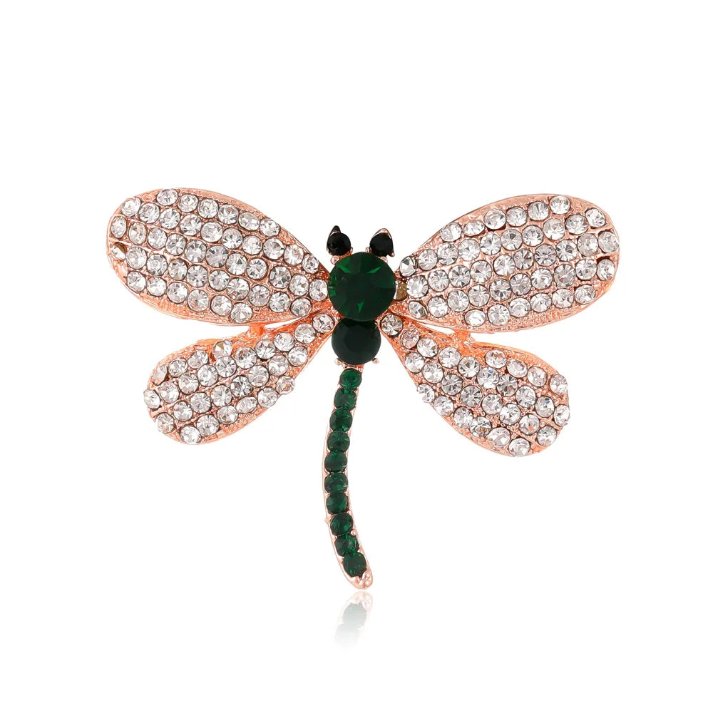 DRAL1111 Diamond Inlaid Minimalist Dragonfly Brooch Feminine Style Suit Fixed Pin Clothing Accessories