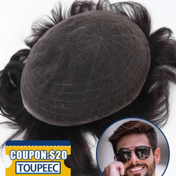 Hot Selling Products 2024 Full Lace Human Hair Replacement Systems Toupee Natural Black Remy Human Hair Male Toupee Hair Piec