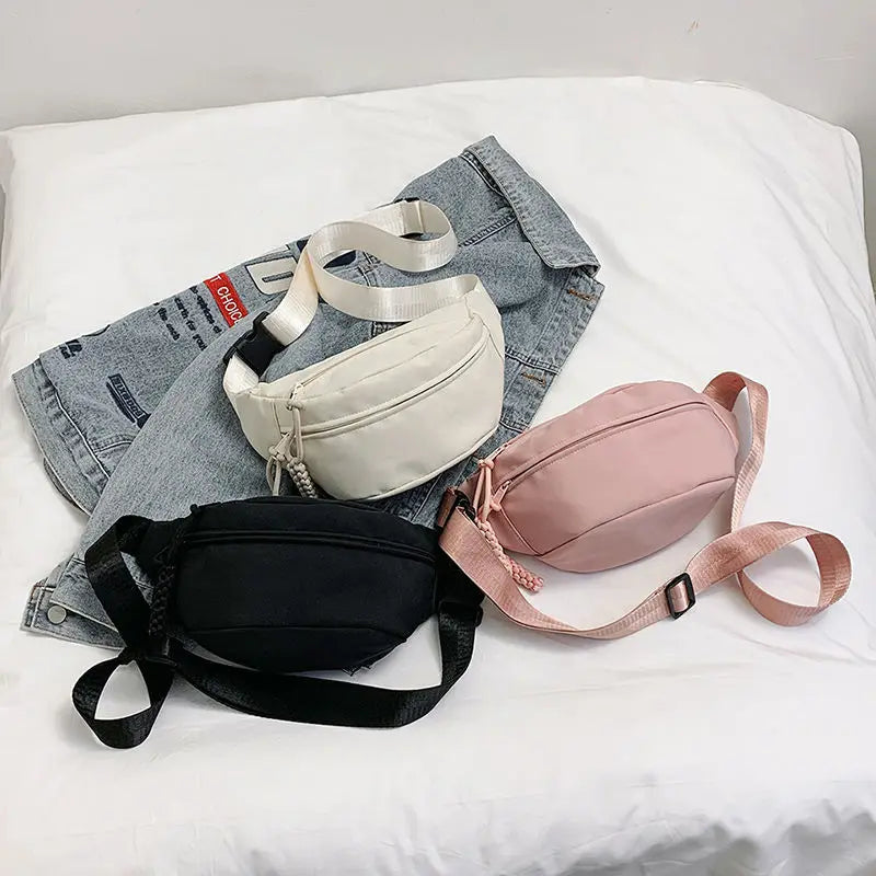 DICHOS Canvas Casual Bag Women's  New Fashion Messenger Bag Summer Sports Chest Bag Crowd with Fanny Pack