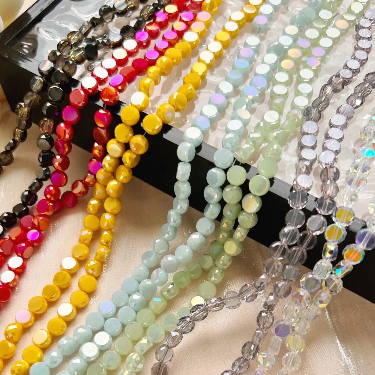 6mm Round Cake Beads Crystal Glass DIY Accessories Super Bright Crystal Glass Beads for Jewelry Making