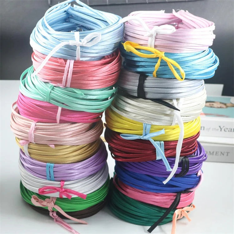 21 Colors 5MM Baby Girls Ribbon Cover Hairband Kids Children Metal Hard Headband Hair Accessories Head Wear Factory Wholesale