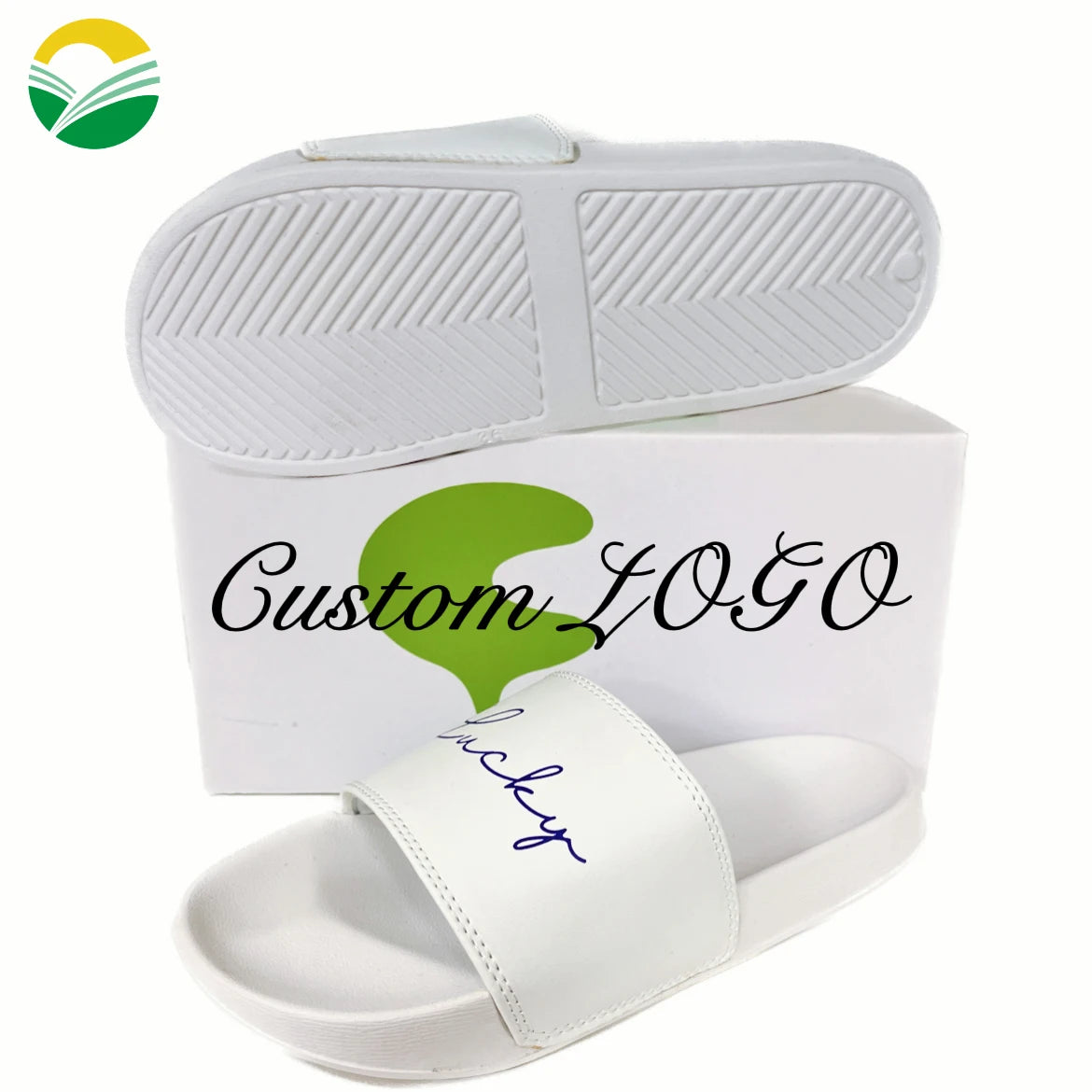 Designer White Slippers Oem Logo Footwear Men Custom Shoes Design Your Own Slides Sandals Custom Logo Boxes