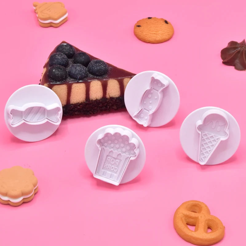2024 Hot Selling 2023 4pcs Ice Cream Candy Spring Mold Cookie Cutter Mould Press Biscuit Tool Set Plastic Cookie Mold
