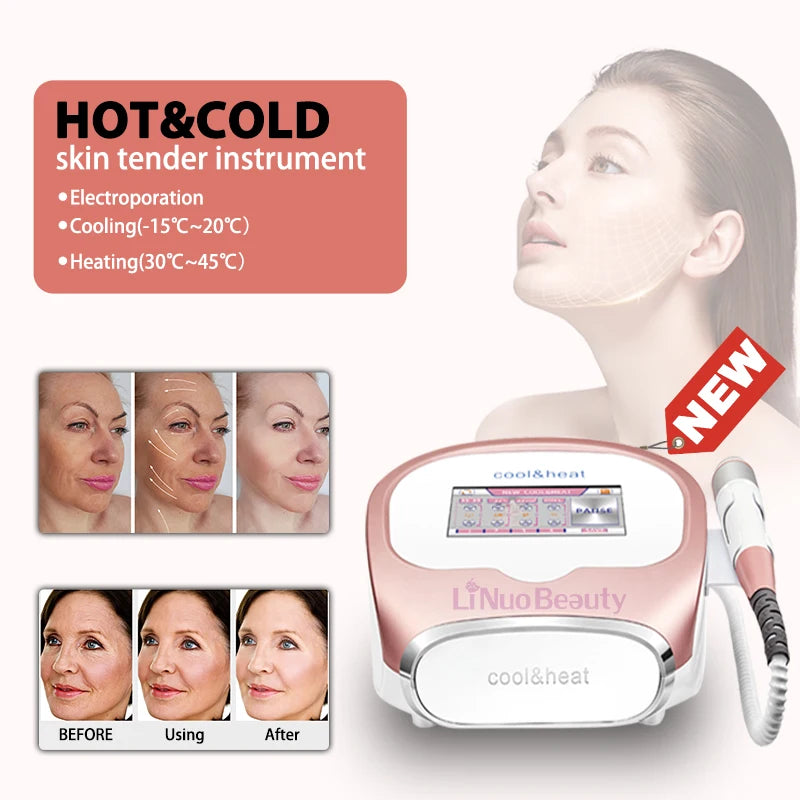 Professional Hot and Cold Face Lifting Machine With Microelectronics Pads Facial Cleansing Care Facial Beauty Equipment