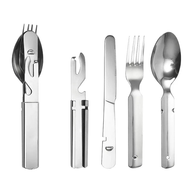Portable Camping Kit Tableware Stainless Steel Fork Knife Spoon Set for Outdoor Picnic Use with Custom Logo