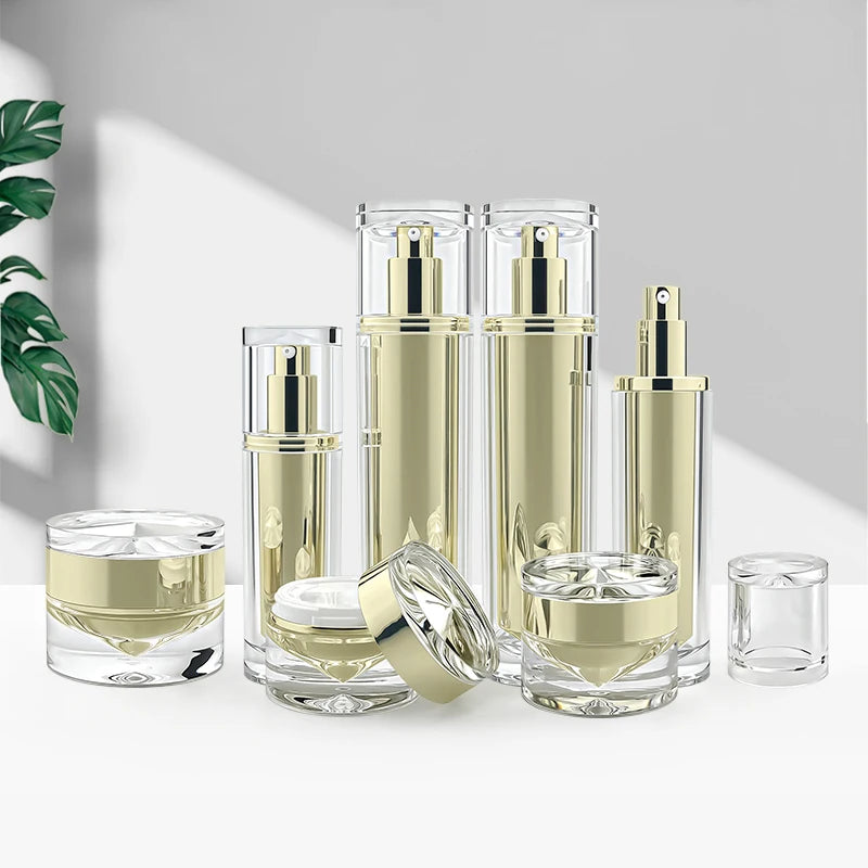 Round Gold Luxury RTS 15g 20g 30g 50g Recycled Acrylic Cosmetic Jars with Lids