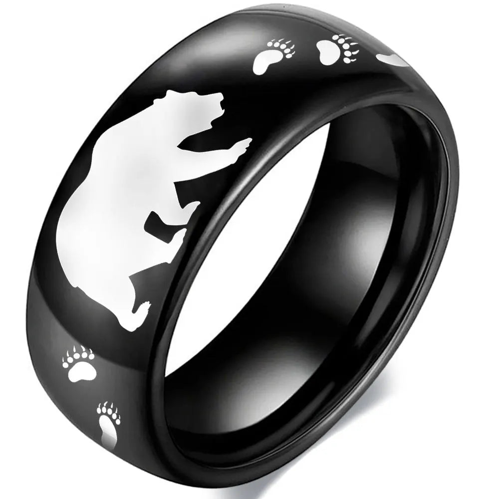 YK New Style Domineering Bear Ring Personalized Minimalist Delicate Men's Stainless Steel Fashion Jewelry Rings Wholesale