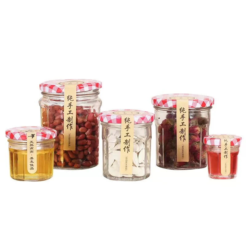 Best Selling 50ml 100ml 200ml 380ml Glass Canning Caviar Jars with Airtight  Lids Clear Glass Storage Jars Home Use Honey Bot