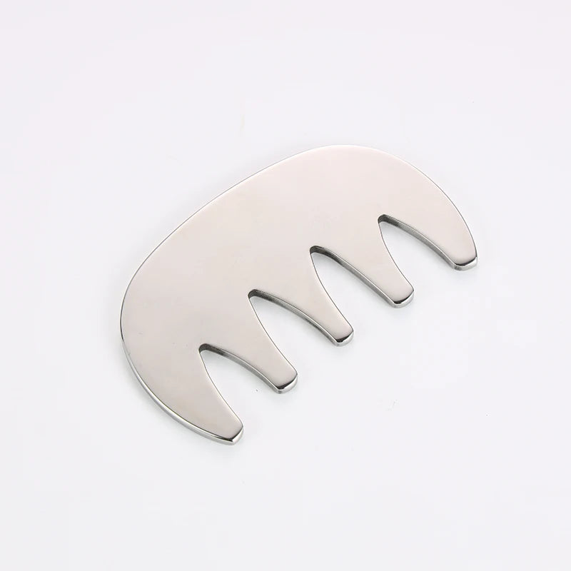 New Arrival Scalp Guasha Body Head Massage Comb Tool 304 Stainless Steel Metal Gua Sha with Teeth