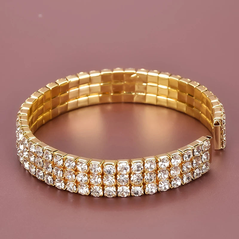 2025 New Fashion Middle East Hot Selling Boutique Gold Rhinestone Bracelet Gorgeous Light Luxury Crystal Bracelet for Women