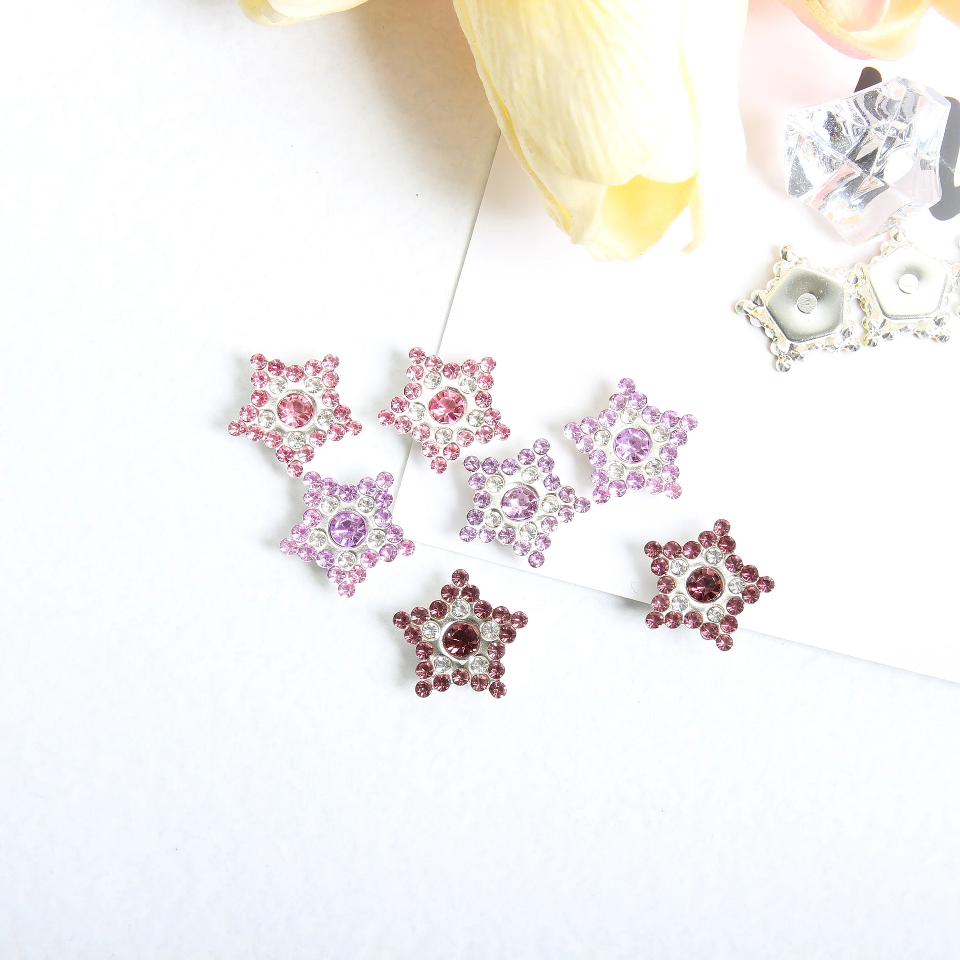 Dual-Function Star-Sunflower Motifs Rose-Gold Finish for Bridal Accessories Rhinestones