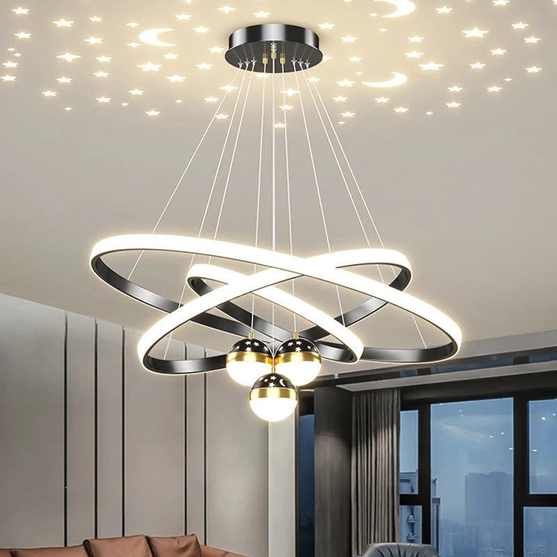 Zhongshan Living Room Chandelier Modern Simple Atmosphere Style Lamp Ring Combination Characteristic Design Home