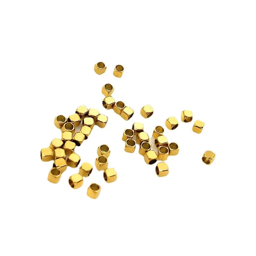 Wholesale Jewelry Accessories Findings Stainless Steel PVD 18K Gold Plating Septum square Beads DIY Jewelry Making2-5 mm