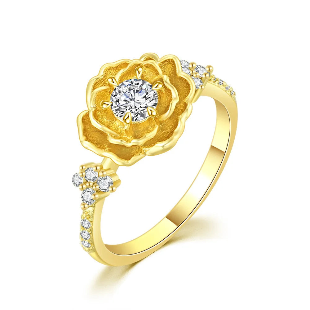 Hot Style Cubic Flower Diamond Ring Cubic Zirconia Fingers Custom Fashion Jewelry Women Rings Factory